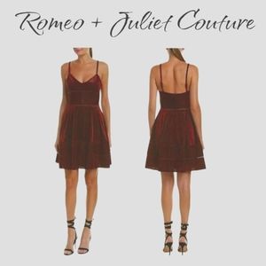 Romeo & Juliet Couture Sparkling Burgundy Red Spaghetti Strap Skater Dress M NWT